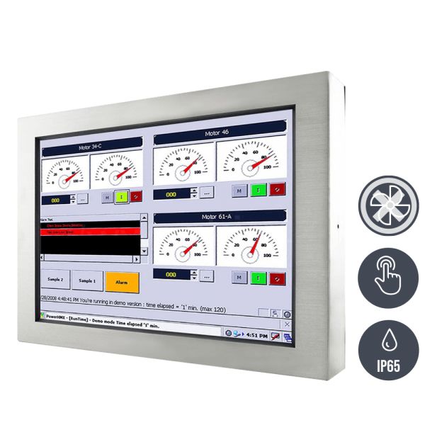 01-Industrie-Panel-PC-IP65-Edelstahl-W22IW3S-65A3 / TL Produkt-Welten / Panel-PC / Chassis Edelstahl (VESA-Mounting) / Multitouch-Screen, projiziert-kapazitiv (PCAP)