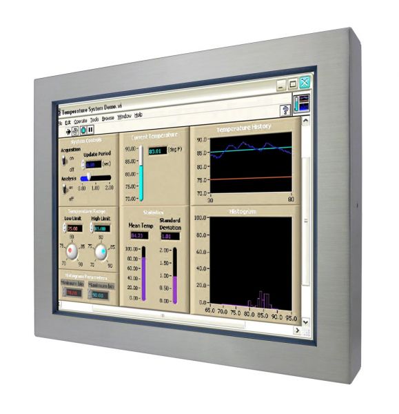 01-Edelstahl-Industriemonitor-IP65-R17L500-65A1 / TL Produkt-Welten / Industriemonitor / Chassis Edelstahl (VESA-Mounting) / Touch-Screen für 1-Finger-Bedienung