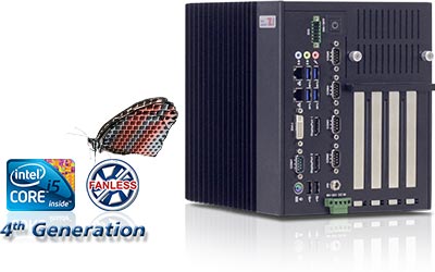 Der wandmontierbare Industrie-PC EL3014 mit 4 PCI bzw. PCIe Steckplätzen, lüfterloser Core-i5-Leistung und vielen Schnittstellen bietet leichten Zugang zu Speicher etc.