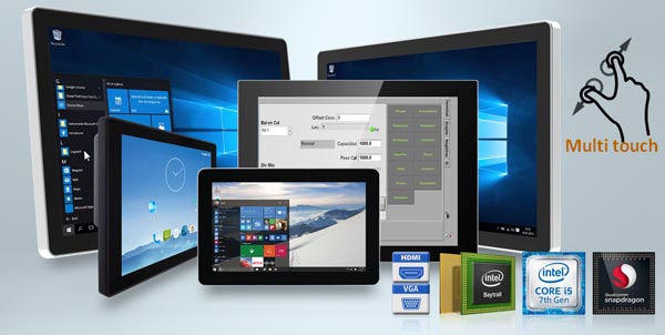 HMI-Panel-PC und Display in verschiedenen Ausführungen von 7 bis 24 Zoll mit Intel Celeron, Core i oder Snapdragon CPU
