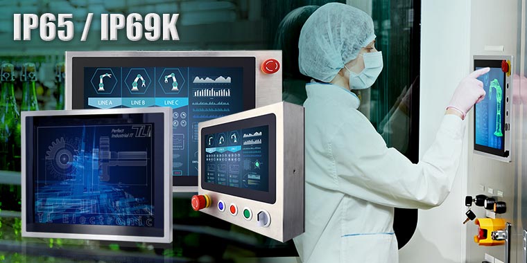 Mit Schutzart IP65 und IP69K sind die Edelstahl-Panel-PCs und -Industriemonitore perfekt geeignet für die Lebensmittelindustrie