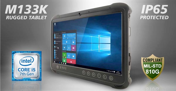 Das robuste ruggedized Industrie-Tablet ist IP65-geschützt und sturzresistent nach MIL-STD 810G
