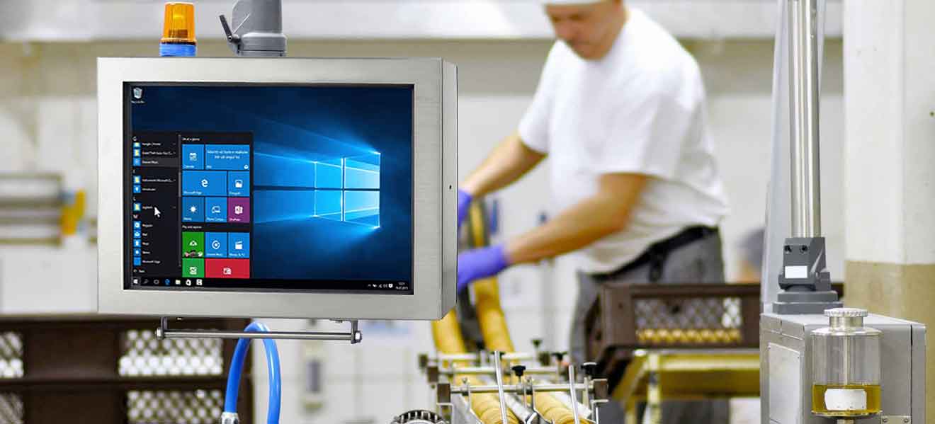 Edelstahl-Panel-PC mit Schutzart IP65 und resistivem Touch in der Lebensmittel-Industrie